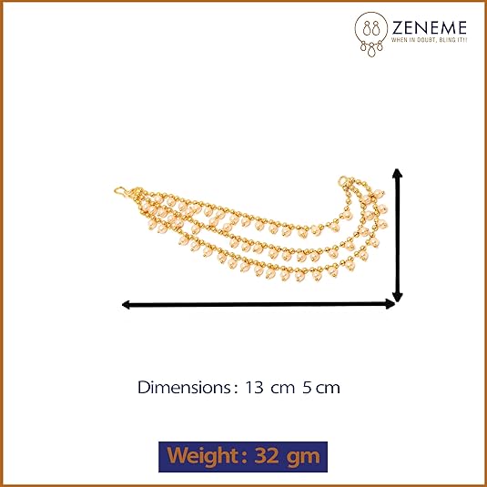 Traditional Brass 18 K Gold Plated Wedding Jewellery Bahubali Inspired Long Chain Jhumki Earrings for Women and Girl - Image 2